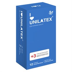 ПРЕЗЕРВАТИВЫ UNILATEX NATURAL PLAIN 12 ШТ+3ШТ В ПОДАРОК - фото 18675