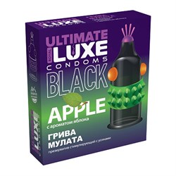 Презервативы с усиками Luxe BLACK ULTIMATE Грива Мулата с ароматом яблока, 1 шт - фото 19350
