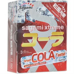 **Sagami Xtreme Cola, 3 шт ультратонкие ароматизированные презервативы - фото 20749
