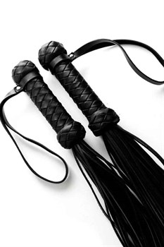 Плеть черная с плетеной ручкой, легкая -56 см, PL-03-bl-1 - фото 21216