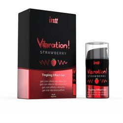 Жидкий интимный гель с эффектом вибрации и вкусом клубники Intt Vibration Strawberry, 15 мл - фото 21931
