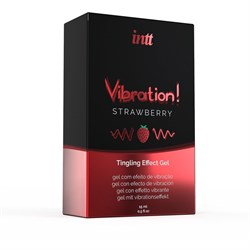 Жидкий интимный гель с эффектом вибрации и вкусом клубники Intt Vibration Strawberry, 15 мл - фото 21932