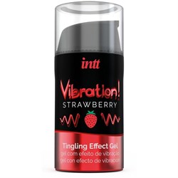 Жидкий интимный гель с эффектом вибрации и вкусом клубники Intt Vibration Strawberry, 15 мл - фото 21933