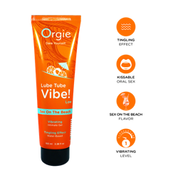 Лубрикант с эффектом вибрации Orgie Lube Tube Vibe Low Sex On The Beach, 100 мл - фото 24112