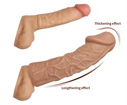 Насадка KOKOS  с дополнительной стимуляцией, реалистичная,TPR, телесный, 12.7 см, ES.05-S - фото 25485