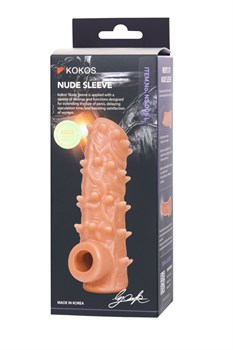 Насадка KOKOS реалистичная с дополнительной стимуляцией, TPE,  с открытым верхом, 14 см, NS 006-L - фото 25532