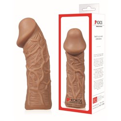 Насадка KOKOS с  дополнительной стимуляцией, реалистичная,TPR, телесный, 14.7 см, ES.05-M - фото 25547