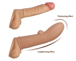 Насадка KOKOS с  дополнительной стимуляцией, реалистичная,TPR, телесный, 14.7 см, ES.01-M - фото 25565