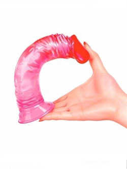 Фаллоимитатор гелевый на присоске EROWOMAN, розово-красный, L 18 см, D 3,7 см - фото 25591