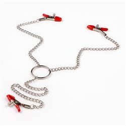 Зажимы для сосков и клитора, металл, красный - фото 25693