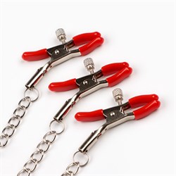 Зажимы для сосков и клитора, металл, красный - фото 25695
