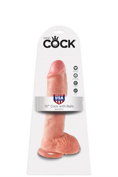 Фаллоимитатор с мошонкой 10" COCK WITH BALLS на присоске телесный - фото 9839