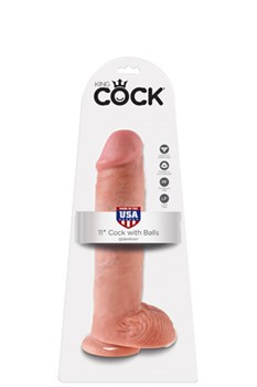 Фаллоимитатор с мошонкой 11" COCK WITH BALLS на присоске телесный - фото 9840