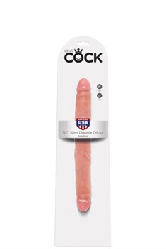 Фаллоимитатор двухсторонний 12" SLIM DOUBLE DILDO телесный - фото 9846