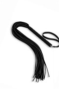 Плеть малая черная из кожи с витой черной ручкой - 60 см, PL-06-bl