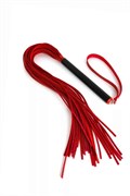 Плеть малая красная из кожи с черной ровной ручкой - 60 см, PL-08-bl